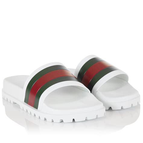 wide width gucci slides|white Gucci slides men's.